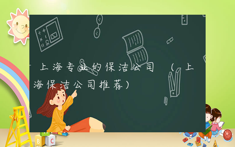 上海专业的保洁公司 (上海保洁公司推荐)